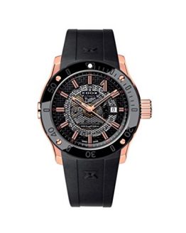 Edox Men's CO-1 43mm Black Rubber Band Steel Case Sapphire Crystal Automatic Analog Watch 80099 37R NIR