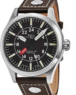 Ball Men's GM1086C-LJ-BR 'Engineer Master II Aviator' Brown Dial Brown Leather Strap GMT Swiss Automatic Watch