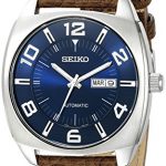 Seiko Men's SNKN37 Stainless Steel Automatic Self-Wind Watch with Brown Leather Band