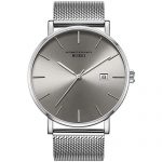 BUREI Men Automatic Watches Simple Minimalist Watch with Date Window Synthetic Sapphire Glass Stainless Steel Band