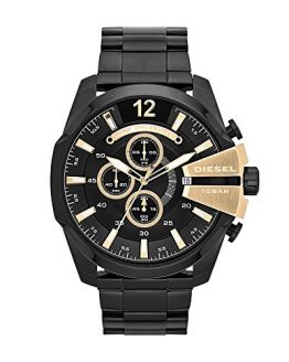 Diesel Men's Mega Chief Quartz Stainless Steel Chronograph Watch, Color: Black (Model: DZ4338)