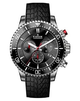 Edox Men's Edox Chronorally S 44mm Black Rubber Band Titanium Case Quartz Analog Watch 10227 TINCA NIN