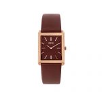 BREDA Virgil 1736d Men's Rose Gold Square Watch with Genuine Brown Leather Strap and Burgundy Dial. 