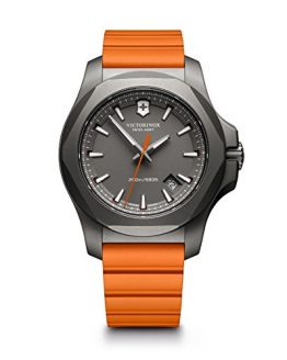 Victorinox Swiss Army Men's I.N.O.X. Titanium Swiss-Quartz Watch with Rubber Strap, Orange, 21 (Model: 241758)