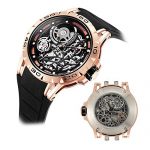 Huboler Skeleton Automatic Watch – Luxurious Gold & Black Design with Comfortable Rubber Strap