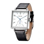 FEICE Bauhaus Watch Men's Automatic Watch Minimalist Square Wrist Watch Stainless Steel Leather Bands Sapphire Mirror Mechanical Watches for Women Unisex #FM301 (Black)