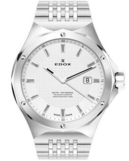 Edox Men's 53005 3M AIN Delfin Analog Display Swiss Quartz Silver Watch
