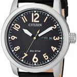 Citizen Men's Eco-Drive Stainless Steel Quartz Leather Calfskin Strap, Black Casual Watch (Model: BM8471-01E)