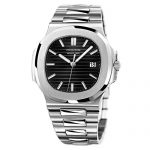 Men's Wrist Watches ROCOS Japanese Automatic Mechanical Watch for Men Waterproof Analog Watch with Genuine Leather Skeleton Luxury Classic Elegant Gift#R0139 (Black)