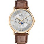 Edox Men's Les Bemonts Stainless Steel Swiss-Quartz Watch with Leather Strap, Brown, 22 (Model: 40002 37J AID)
