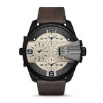 Diesel Men's DZ7391 Uber Chief Black Ip Brown Leather Watch