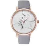 WRISTOLOGY Olivia Womens Rose Gold Marble Wrist Watch Grey Leather Band