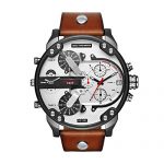 Diesel Men's DZ7394 Mr. Daddy 2.0 Gunmetal IP Brown Leather Watch