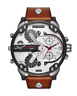 Diesel Men's DZ7394 Mr. Daddy 2.0 Gunmetal IP Brown Leather Watch