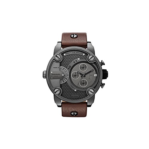 Diesel Men's DZ7258 Little Daddy Gunmetal Brown Leather Watch