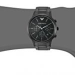 Emporio Armani Men's AR2485 Chronograph Dress Watch | Stylish Matte Black Herringbone Dial with Brushed Steel Bracelet