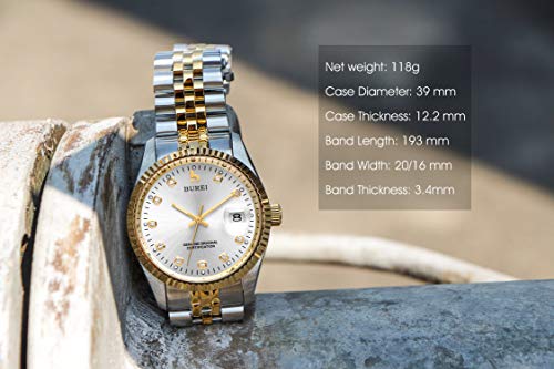 BUREI Two Tones Stainless Steel Dress Wrist Watch
