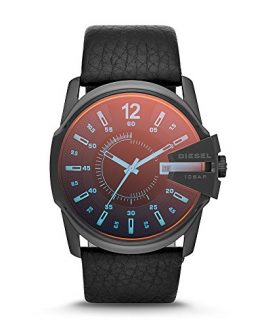 Diesel Men's Master Chief Quartz Stainless Steel and Leather Casual Watch, Color: Black (Model: DZ1657)