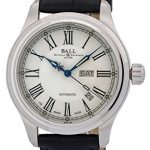 Ball Trainmaster Roman Automatic Mens Strap Watch White Dial Day Date NM1058D-L4J-WH