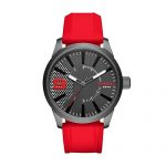 Diesel Men's DZ1806 Rasp Gunmetal IP Red Silicone Watch