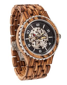 Wilds Wood Watches Premium Eco Self-Winding Wooden Wrist Watch for Men, Natural Durable Handcrafted Gift Idea for Him