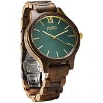 JORD Wooden Wrist Watches for Men or Women - Frankie Minimalist Series/Wood Watch Band/Wood Bezel/Analog Quartz Movement - Includes Watch Box (Dark Sandalwood & Emerald)