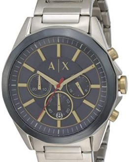 Armani Exchange Men's Analog-Quartz Watch with Stainless-Steel Strap, Silver, 12 (Model: AX2614)