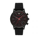 Emporio Armani Men's Luigi Stainless Steel Analog-Quartz Watch with Silicone Strap, Black, 14 (Model: AR11024)