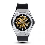 Luxury Prague Wristwatch for Men - Self-Winding Black Rubber and Steel Skeleton with Analog Dial, Automatic Mechanical Movement & Waterproof Design by RALPH CHRISTIAN.