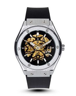 Luxury Prague Wristwatch for Men - Self-Winding Black Rubber and Steel Skeleton with Analog Dial, Automatic Mechanical Movement & Waterproof Design by RALPH CHRISTIAN.