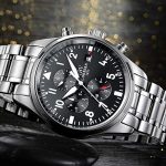 Men's Automatic Watch Moon Phase Luminous Wrist Watches Waterproof (Silver)