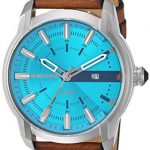 Diesel Men's Armbar Stainless Steel Analog-Quartz Watch with Leather Calfskin Strap, Brown, 25 (Model: DZ1815)