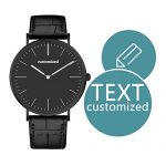 Men Watches Customized Art Collection with Text Personalized 40mm White Black Beige Face Simple Slim Wrist Watch Genuine Calfskin Leather Band Valentine's Day Anniversary Gifts