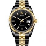 BUREI Men Automatic Watch Mechanical Waist Watches with Date Window Synthetic Sapphire Lens and Stainless Steel Band