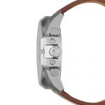 Diesel Men's Mega Chief Leather Chronograph Watch, Color: Silver-Tone, Brown