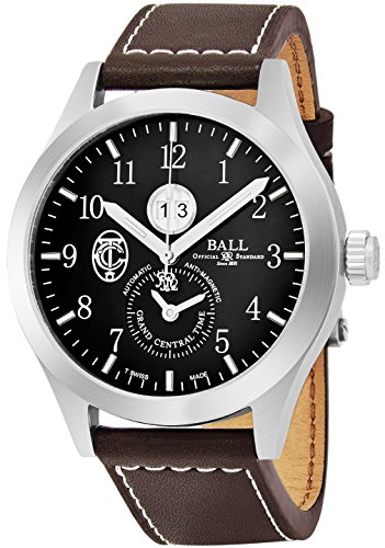 Ball Engineer Master II Grand Central Terminal Limited Edition Black Face Date Brown Leather Strap Swiss Automatic Mens Watch GM2086C-L2-BK