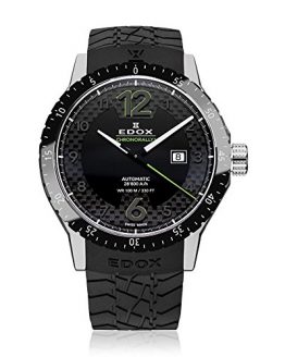 Edox Men's 80094 3N NV Chronorally 1 Stainless Steel Watch with Black Band