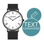 Personalized Men Watches Art Collection 40mm Face with Text Customized Roman Numerls Fashion Wrist Watch with Silver Rose Gold Black Milanese Mesh Band Valentine's Day Anniversary Gifts