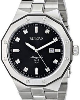 Bulova Men's Silver Diamond Dial Watch 98D103