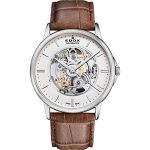Edox Men's Les Bemonts Stainless Steel Swiss-Automatic Watch with Leather Strap, Brown, 22 (Model: 85300 3 AIN)