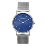 Byron Bond Mark 1 - Luxury 38mm Wrist Watches for Women & Men (Paddington - Silver Case with Midnight Blue Dial and Silver Mesh Strap)