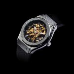 Self-Winding Black Rubber and Steel Skeleton with Analog Dial