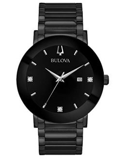 Bulova Men's Modern Quartz Watch with Stainless-Steel Strap, Black, 22 (Model: 98D144)