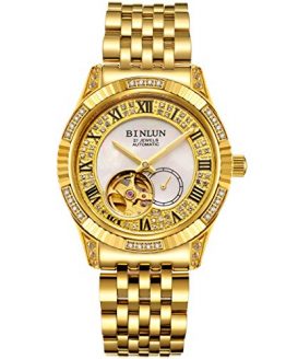 BINLUN 18K Gold Men's Wrist Watch Tourbillon Mechanical Automatic Watches