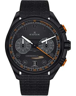Edox Men's Chronorally-S 43mm Black Nylon Band Steel Case Sapphire Crystal Quartz Watch 09503 37NNONAN NNO