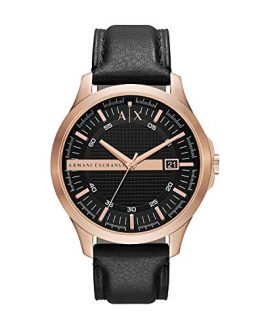 A|X Men's Black Leather Watch AX2129