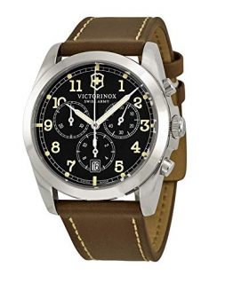 Victorinox Infantry Chronograph Black Dial Leather Strap Mens Watch 241567XG (Renewed)