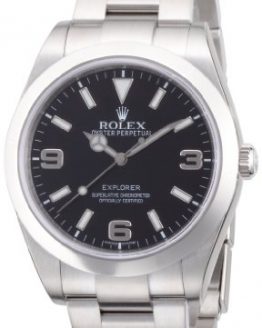 Rolex Explorer Black Dial Stainless Steel Rolex Oyster Automatic Mens Watch 214270