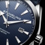 Stuhrling Original Blue Watch for Men Analog Watch Dial with Date - Stainless Steel Silver Bracelet