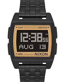 NIXON Base A1109 - All Black/Gold - 102M Water Resistant Men's Digital Fashion Watch (38 mm Watch Face, 22 Stainless Steel Band)